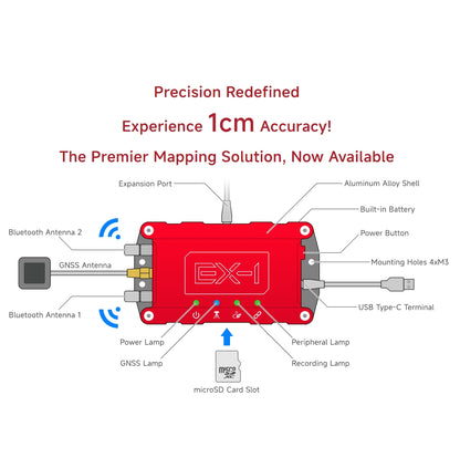 Columbus EX-1 Ultra-High Accuracy RTK GNSS Data Logger (Supports RTK, PPK, and standalone data logging; 30 cm accuracy in standalone mode; up to 1 cm accuracy with RTK or PPK)