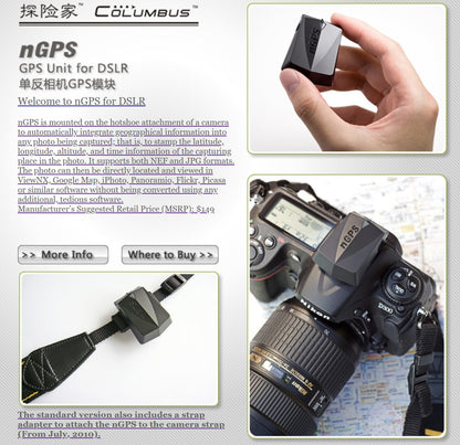 Columbus nGPS – GPS module for DSLR cameras - Photo Geo tagger